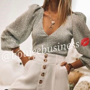ZARA V-neck Sequin Top BNWT